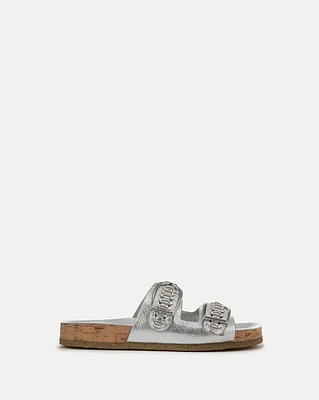 Paige Buckle Sandal in Silver | Veronica Beard