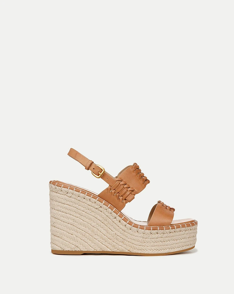 Riya Raffia Wedge Sandal in Natural | Veronica Beard