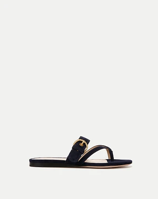 Salva Suede Crisscross Sandal in Navy | Veronica Beard