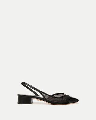 Cecile Mesh Cap-Toe Slingback in Black | Veronica Beard