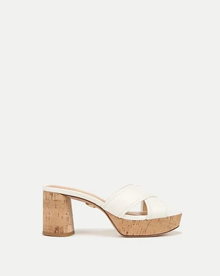 Dory White Cork Block-Heel Sandal | Veronica Beard