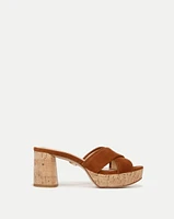 Dory Brown Block Cork-Heel Sandal | Veronica Beard