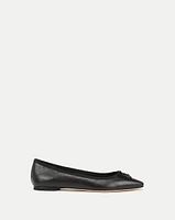 Catherine Leather Ballet Flat in Black | Veronica Beard