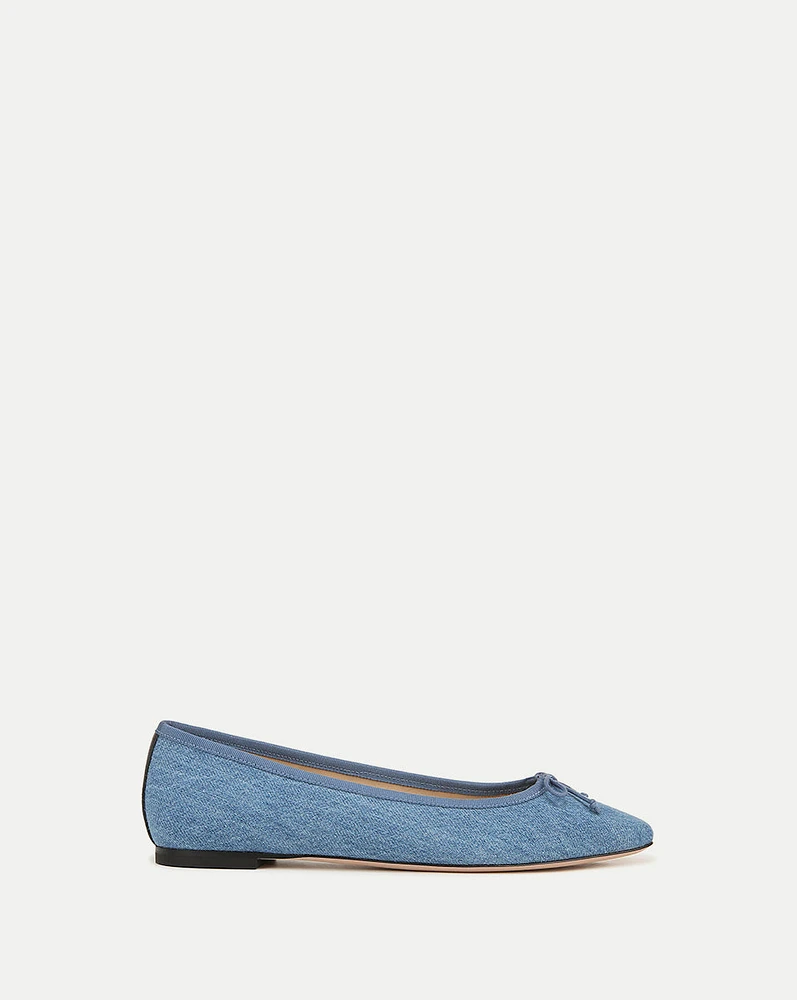 Catherine Denim Ballet Flat in Blue | Veronica Beard