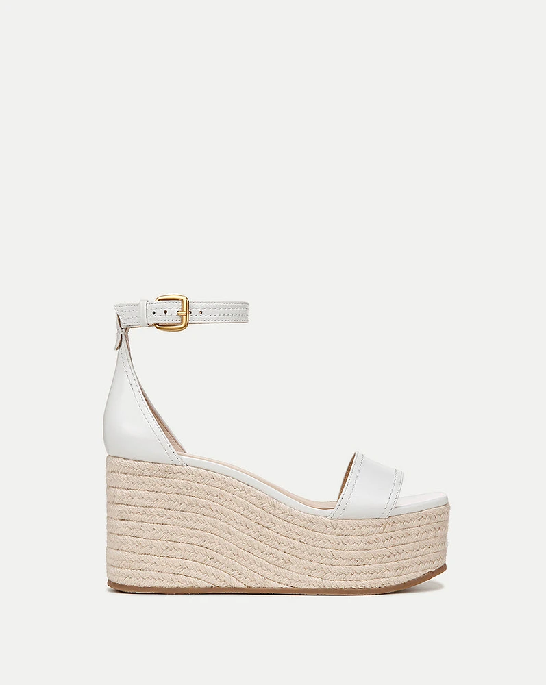 Gianna Raffia Wedge Sandal in Coconut | Veronica Beard