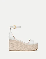 Gianna Raffia Wedge Sandal in Coconut | Veronica Beard