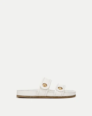 Percey Leather Slide Sandal in Coconut | Veronica Beard