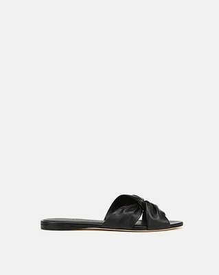 Seraphina Leather Twist Sandal in Black | Veronica Beard