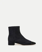 Cecile Suede Cap-Toe Bootie in Indigo/Black | Veronica Beard