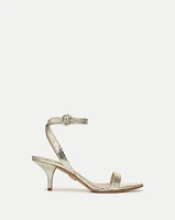 Darcelle Metallic Leather Sandal in Platinum | Veronica Beard