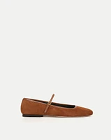 Ellie Suede Flat in Caramel | Veronica Beard