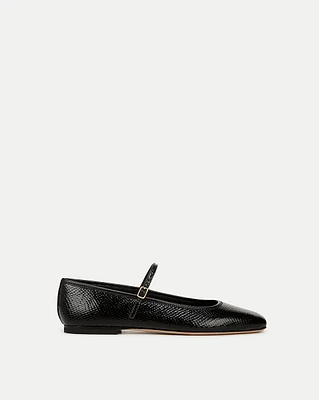 Ellie Metallic Flat in Black | Veronica Beard