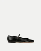 Ellie Metallic Flat in Black | Veronica Beard