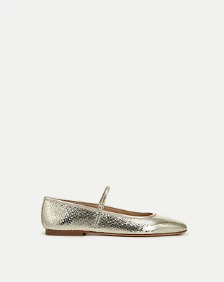 Ellie Metallic Flat in Platinum | Veronica Beard