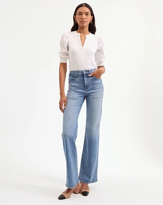 Crosbie Patch-Pocket Slim Wide-Leg Jeans in Amethyst | Veronica Beard