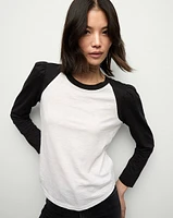 Mason Baseball Tee in White/Black | Veronica Beard