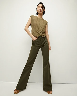 Crosbie Patch Pocket Wide-Leg Jean in Army Green | Veronica Beard