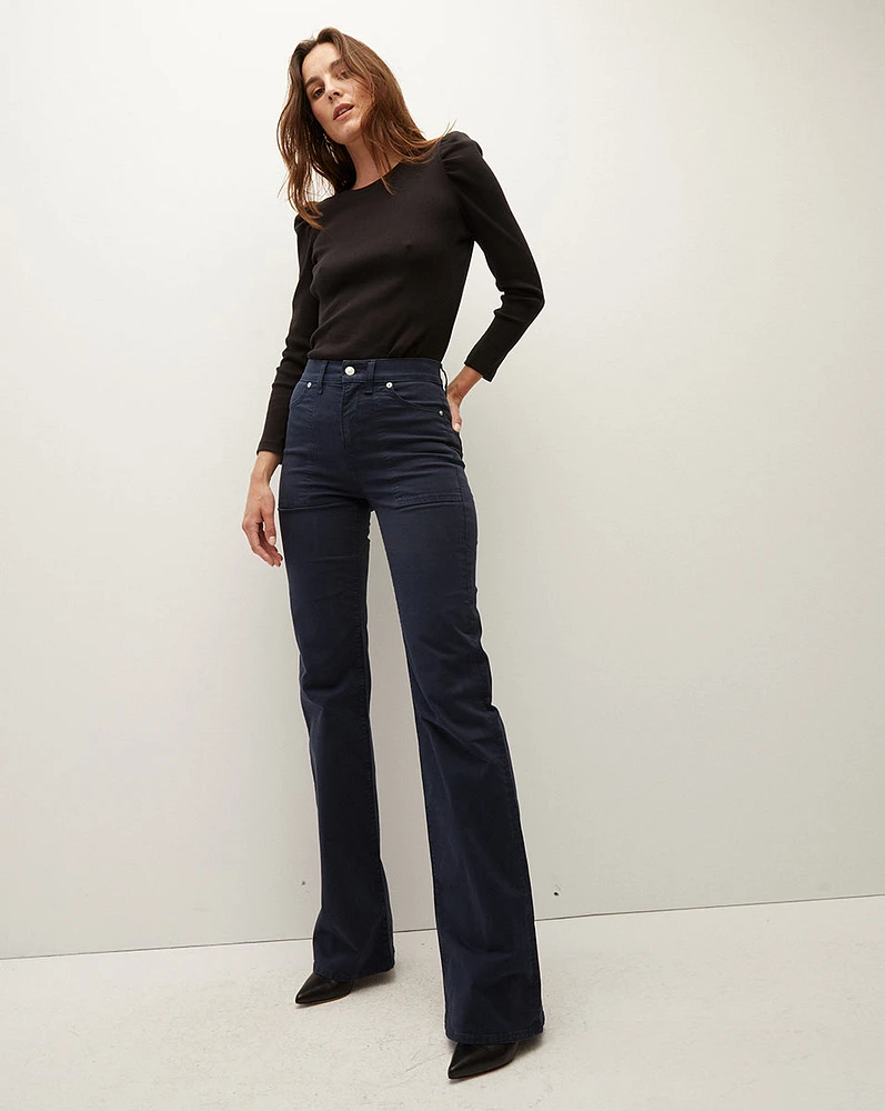 Crosbie Slim Wide-Leg Pant in Navy | Veronica Beard