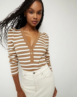 Dekalb Striped Deep V-Neck Top | Veronica Beard