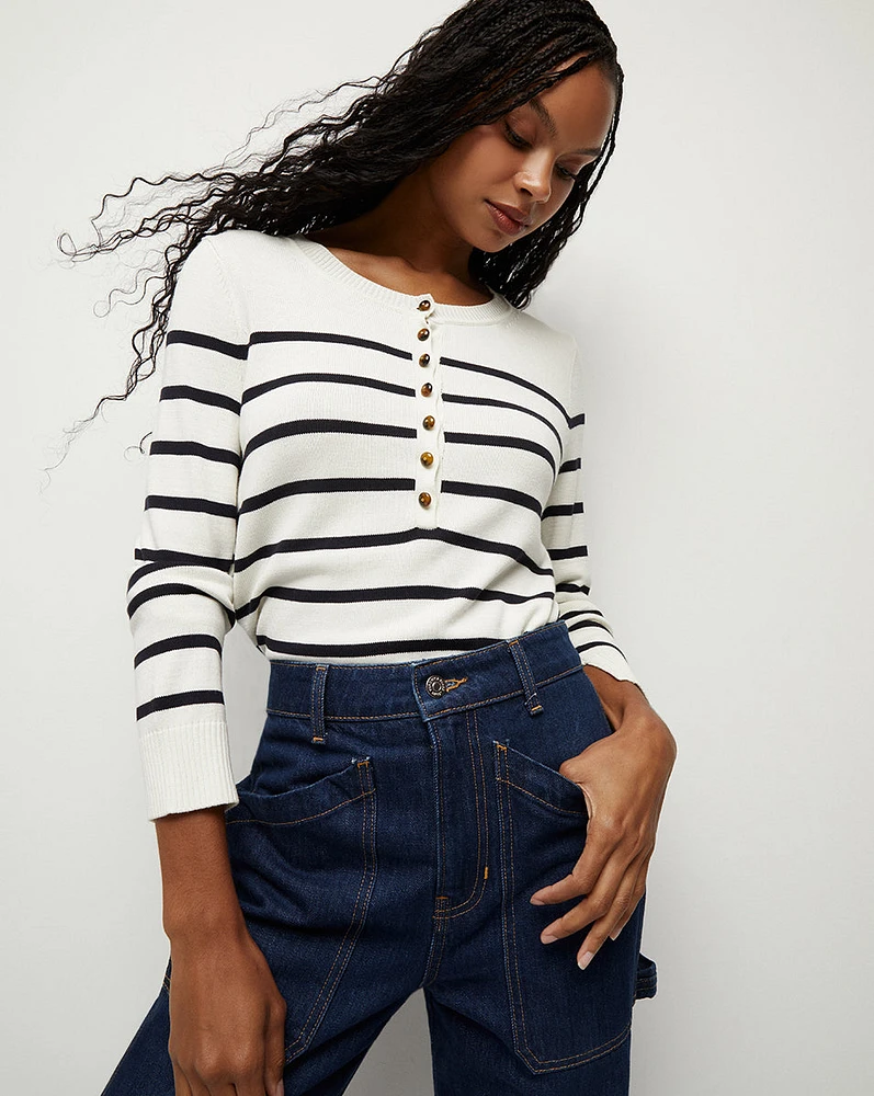 Dianora Crew Neck Stripe Knit Top | Veronica Beard