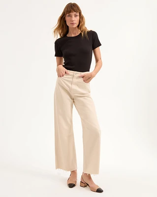 Taylor Wide-Leg Cropped Ecru Jean | Veronica Beard