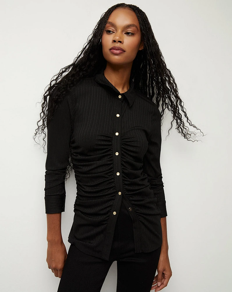 Koka Ribbed Ruched Top | Veronica Beard