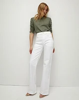 Crosbie Patch Pockets Slim Wide-Leg Jean in White | Veronica Beard