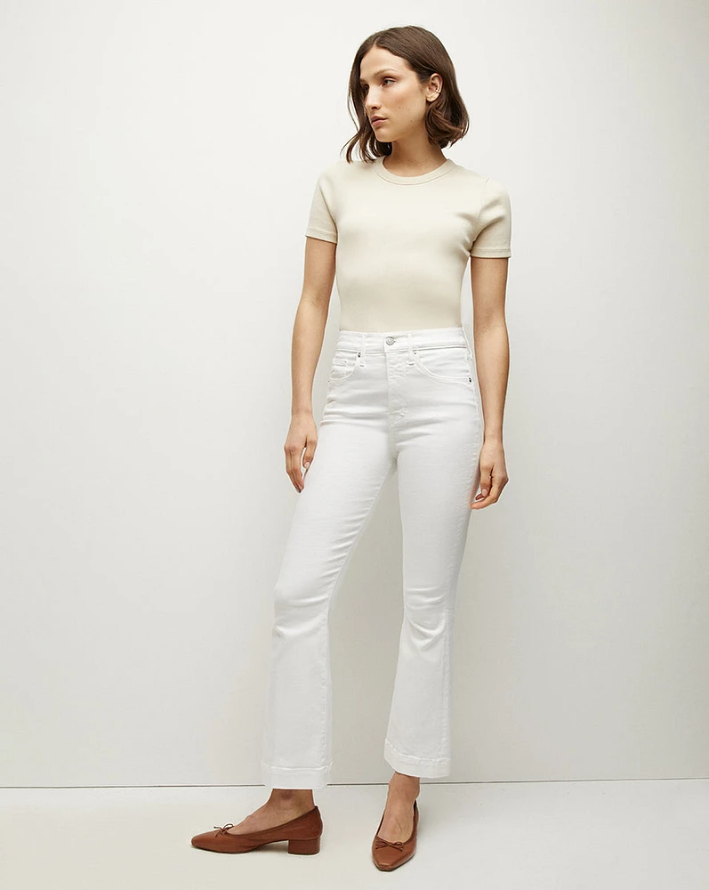 Carson Kick-Flare Jean | Extended in White | Veronica Beard