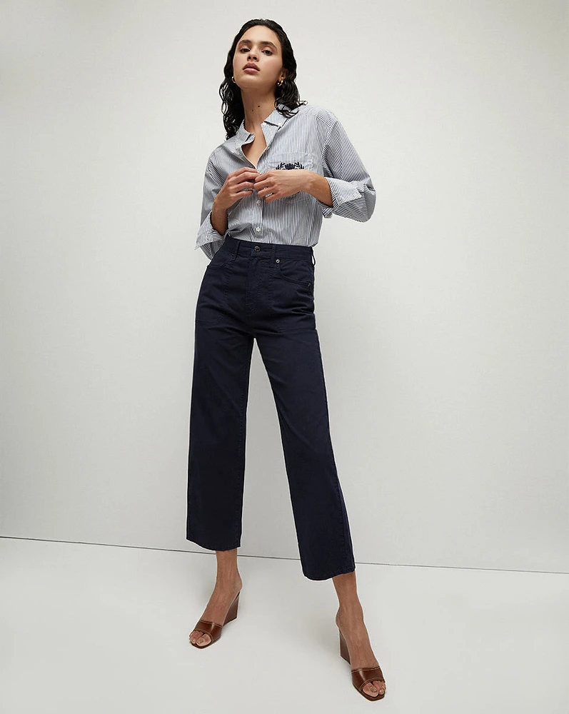 Crosbie Navy Cropped Wide-Leg Pant | Veronica Beard