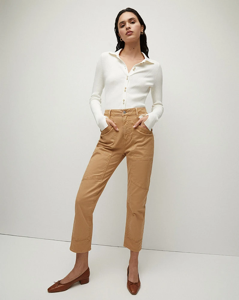 Arya Straight-Leg Khaki Pants | Patch Pockets | Veronica Beard