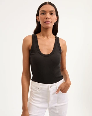 Birke Scoopneck Tank Top in Black | Veronica Beard