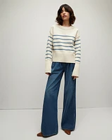 Andover Rib Trim, Blue/White Striped Sweater | Veronica Beard