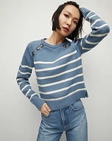 Virke Shoulder-Button Striped Nautical Sweater | Veronica Beard