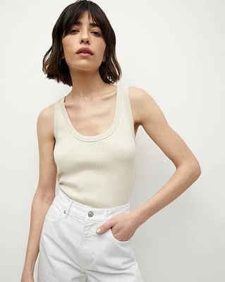 Birke Scoopneck Tank Top in Limestone | Veronica Beard