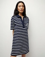 Terrence Terrycloth Dress in Marine/Off-White/Blue Surf | Veronica Beard