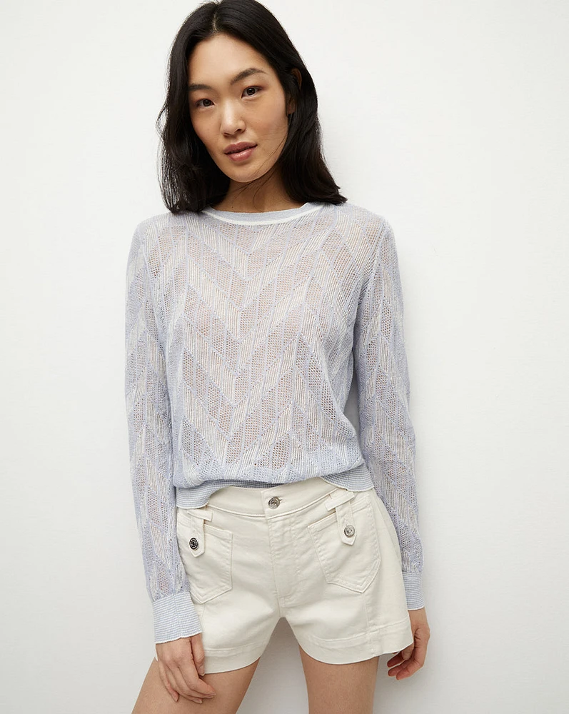 Magellen Linen-Blend Sweater in Light Blue | Veronica Beard