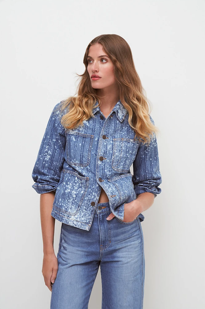 Dahl Acid-Washed Denim Jacket in Sapphire Sun | Veronica Beard