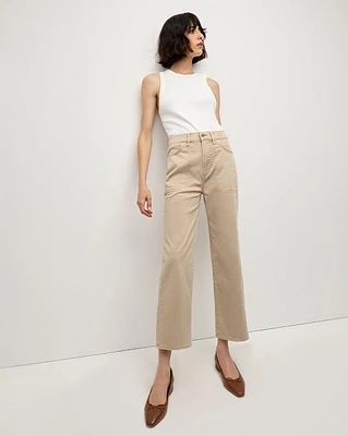 Crosbie Ankle Wide-Leg Jean in Stone | Veronica Beard