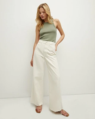 Taylor Wide-Leg Cropped Ecru Jean | Veronica Beard