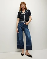 Taylor Released Hem Cropped Wide-Leg Jean in Bright Blue | Veronica Beard