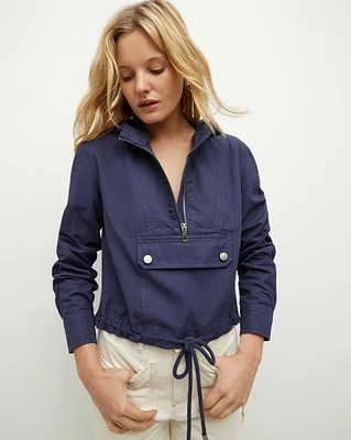 Kaeli Twill Half-Zip Anorak in Marine | Veronica Beard