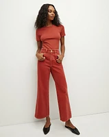 Taylor Cropped Wide-Leg Jean in Brick Red | Veronica Beard