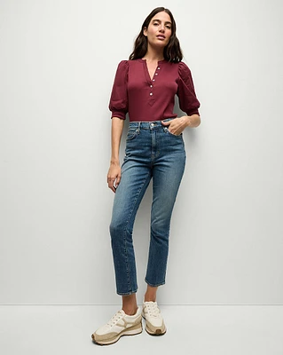 Ryleigh Ankle High Rise Slim Straight-Leg Jean in Wanderer Dust | Veronica Beard