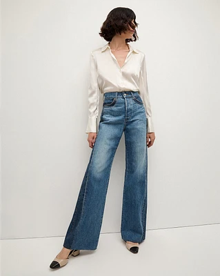 Taylor Two-Tone Wide-Leg Jean in Light & Medium Blue | Veronica Beard