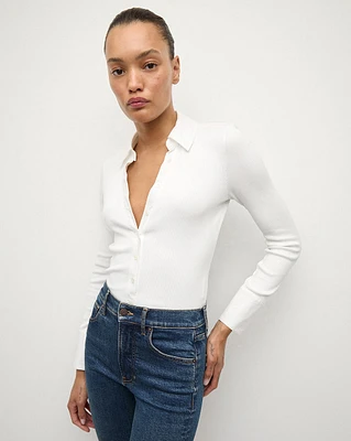Scottie Button-Down Shirt in White | Veronica Beard