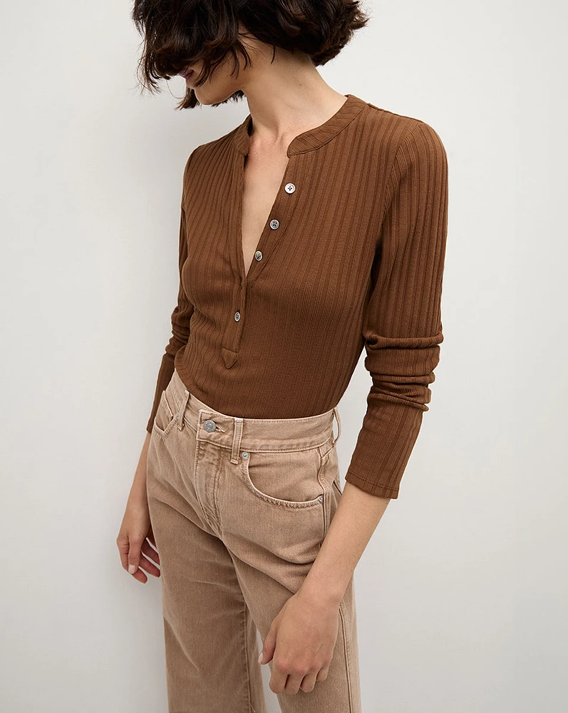 Jocelyn Henley Shirt in Brown | Veronica Beard