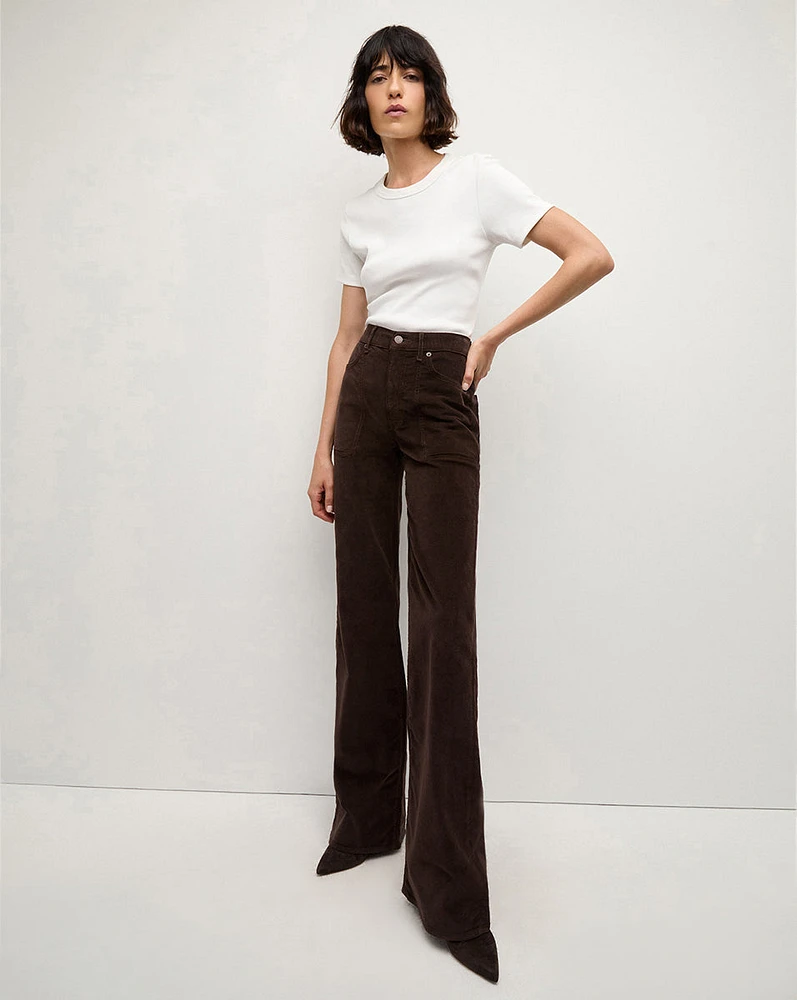 Crosbie Corduroy Wide-Leg Pant in Dark Chocolate | Veronica Beard