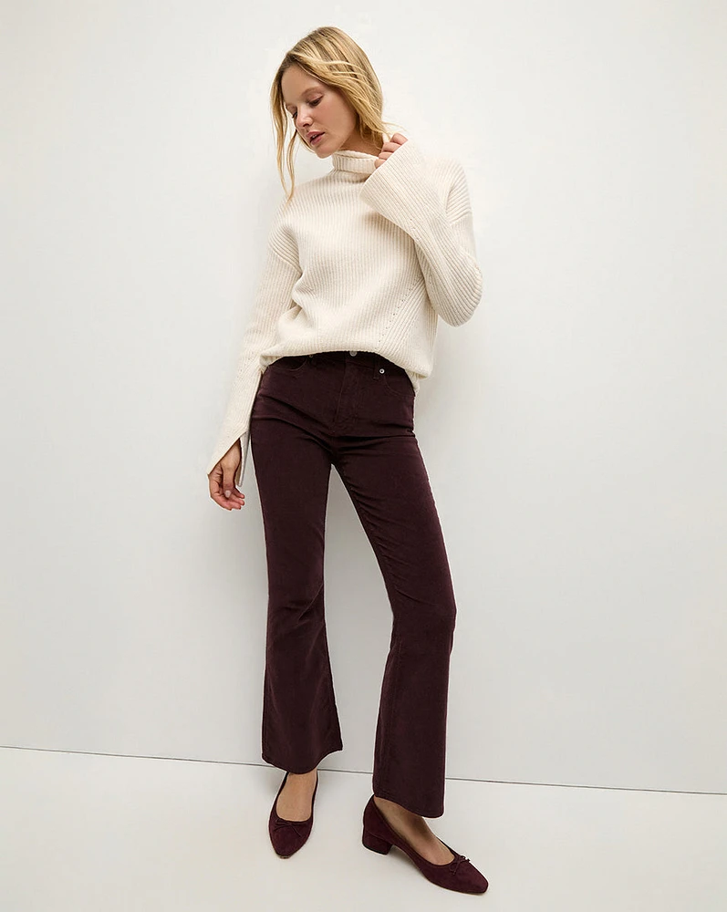 Carson Corduroy Kick-Flare Pant in Plum | Veronica Beard