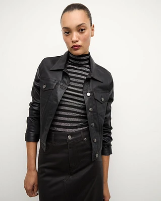 Cara Jacket Coated in Black High Gloss | Veronica Beard