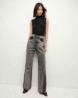 Taylor Two-Tone Wide-Leg Jean in Volcanic Stone Colorblock | Veronica Beard